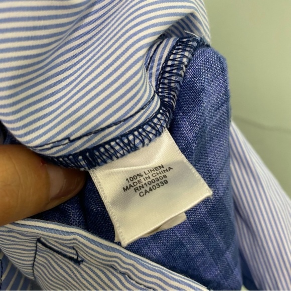 Peter‎ Millar Plaid Linen Blue Shorts Sz 34 - Picture 4 of 4